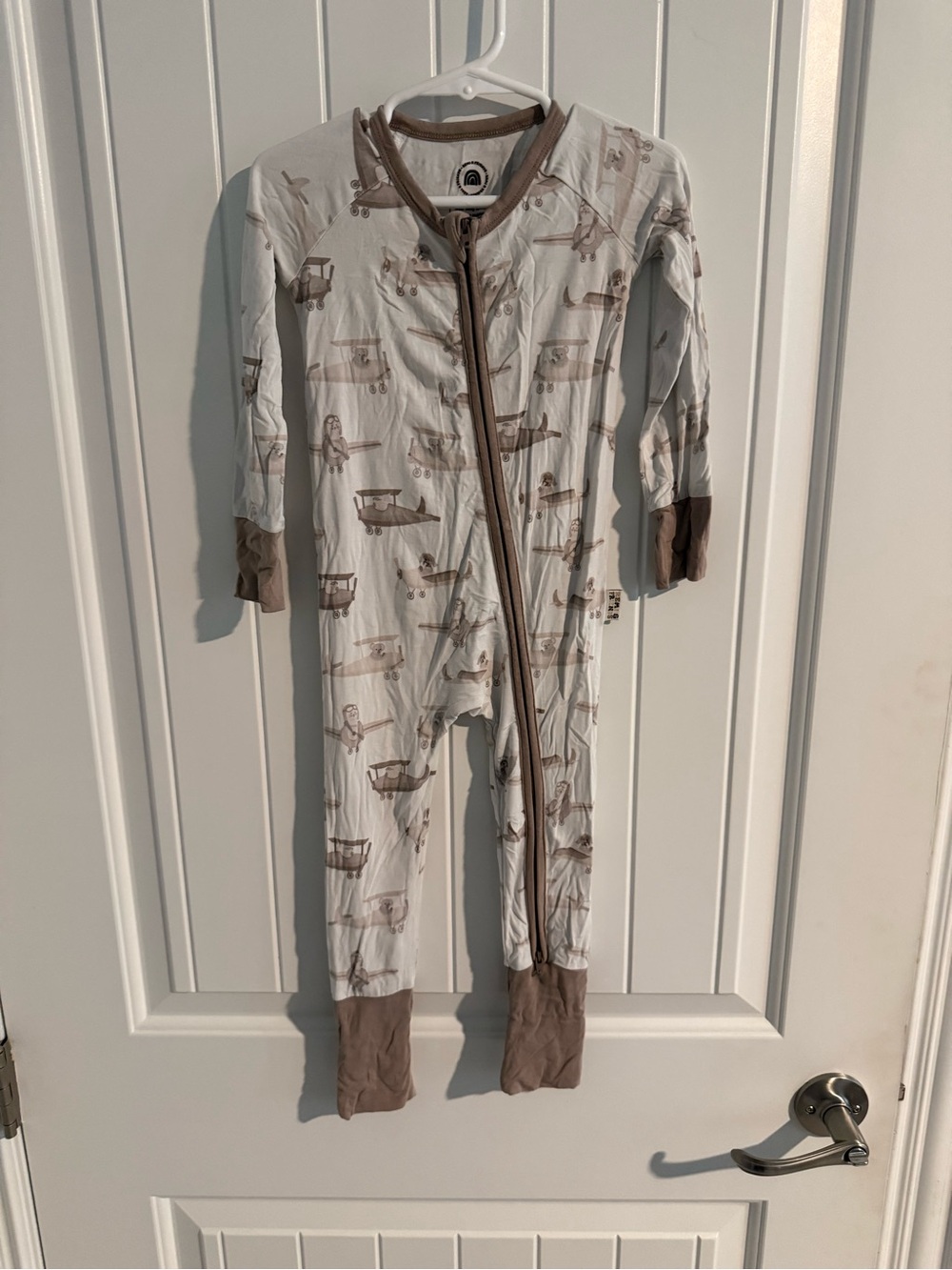 Remi & Friends Neutral Airplane Print Zip-Front Kids One-Piece 18-24 months